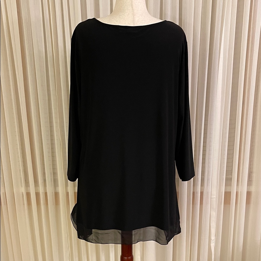 Cato Black Sheer Hem Tunic Top - Picture 2 of 8